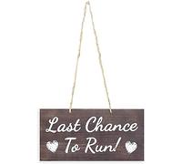 to Run Funny Wedding Sign for Ring Bearer to Carry Rustic Wood Plaques Wedding Decor 10"x5"(8010037)
