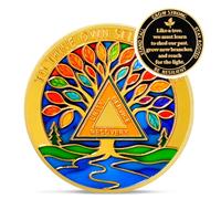 to Shine Own Self Be True AA Coin - Stain Glass Tree of Life Sobriety Coins - Affirmation Recovery Addiction AA Chips and Medallions - 1-10 Sober Living Clean Alcoholics Anonymous Gifts for Man Women