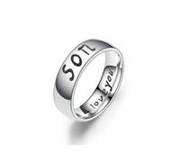 (to SON, 7) Stainless Steel Family Ring Engraved Dad Mom Daughter Son I Love You Ring Band
