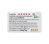 To Son Wallet Insert Card Graduation Gift Birthday Gifts Personalised Encourage Come-of-age Present Engraved Mini Love Card Pocket Go to University Keepsake Christmas Sunflower gift Awesome Reminder