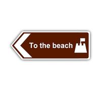 To The Beach British Metal Direction Arrow Street Sign (New - Left pointing, 30x10cm)