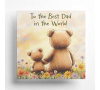 To The Best Dad in the World - Daddy Bear and Baby Bear Father's Day/Birthday Greetings Card - Includes Bright Teal Coloured Envelope - Made in the UK