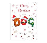 To The Dog Christmas Card - Santa Hat Letters with Snowflakes and Red Foil 7.5x5.5"