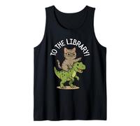 to The Library! Kids Cat Riding Dinosaur Kawaii Tank Top