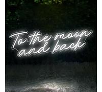 To the moon and back Neon Sign, White LED Light Up Signs Romantic Love Phrase Neon Light for your Bedroom Wall Decor Wedding Party Gift