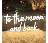 To The Moon & Back Neon Sign for Wedding Room Wall Decor LED Light Signs Aesthetic LED Sign for Bedroom Home Decor Wall Art Anniversary Valentines Day Gift for Women 5V USB Powered Warm White 40×23CM