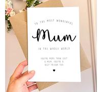 To the most wonderful Mum in the whole world A5 Greeting Card with envelope Mothers Day Card Birthday Card Mum