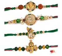 To The Nines Rakhi for Brother with Tilak Material & Greeting Card - Pack of 4 Rakhi For Men