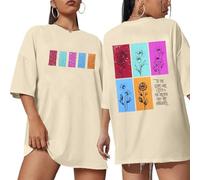 to The Stars Who Listen and The Dreams Shirt for Women Oversized Vintage Book Graphic Tee Tops, Apricot, M
