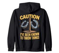 To Throw Things Horseshoes Throwing Horse Horseshoe Pitcher Zip Hoodie