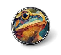 Toad Abstract Cubistic Round Brooch for Men Women Fashion Badge Collar Pin Dress Jacket Backpack Accessories