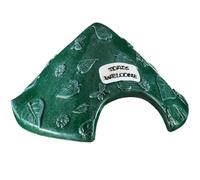 Toad House 8x4in Leaf Pattern Frog House Resin Protective Toad Habitat with Welcome Sign Cute for Home Outside Garden Zoo Aquarium Green