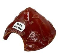 Toad House 8x4in Leaf Pattern Frog House Resin Protective Toad Habitat with Welcome Sign Cute for Outside Garden Zoo Aquarium Brown Frog