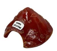 Toad House, 8x4in Leaf Pattern Frog House Resin Protective Toad Habitat with Welcome Sign Cute for Outside Garden, Zoo, Aquarium Brown.