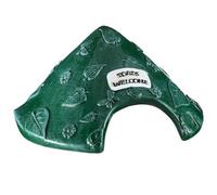 Toad House 8x4in Leaf Pattern Frog House Resin Protective Toad Habitat with Welcome Sign Cute for Outside Garden, Zoo, Aquarium Green-