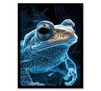 Toad Portrait Gold Electric Blue Bioluminescent Framed Art Print Artery8 Blue A4