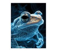 Toad Portrait Gold Electric Blue Bioluminescent Wall Art Print Artery8 Blue W24 inch x H32 inch