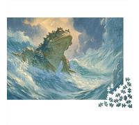 Toad Riding Ocean Wave Puzzles 1000 Piece Challenge Toy Adults And Children Puzzle Game Family Fun Jigsaws Puzzles Home Decoration Gift 38x26cm/1000pcs