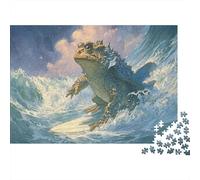 Toad Riding Ocean Wave Puzzles 1000 Piece Challenge Toy for Adults Puzzle Game Educational Game Home Decoration Gift 52x38cm/1000pcs