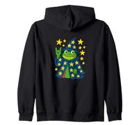 Toad Sorcerer Casting Spell | Funny Frog with Starry Wizard Zip Hoodie