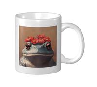 Toad with Red Cactus Flowers Ceramic Cup, Elegant Coffee Mug Tee Drinkware Water Cup for Home Office 11oz