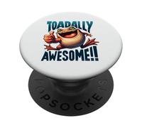 Toadally Awesome Funny Frog Thumbs Up Cartoon Amphibian PopSockets Adhesive PopGrip
