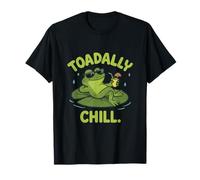 Toadally Chill Frog Cartoon Lily Pad Wildlife Graphic T-Shirt