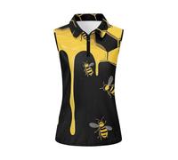 TOADDITDO Women Racerback Sleeveless Golf Shirts Collared Tennis Tops Quick Dry Athletic Tank Tops Size XS-2XL, Yellow Honey Bee, XL