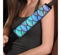 TOADDMOS 2 pcs 3D Blue Mermaid Fish Scale Printing Soft Car Safety Seat Belt Strap Shoulder Pad for Adults and Children