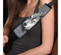 TOADDMOS 2-Piece Gray Wolf Animal Print Universal Car Seat Belt Cover Pad,Super Soft Comfortable Shoulder Seatbelt Pads Cushions for Adults and Children