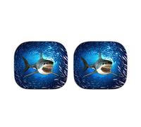 TOADDMOS 3D Sharks Ocean Animal Design 2-Piece Premium Front Window Windshield Sunshade,Universal Fit for Car,SUV,Van,Truck