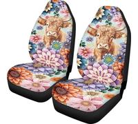 TOADDMOS Anti-Slip Car Seat Cover Front Seats Only,Boho Mandala Highland Cow Comfort Automotive Car Interior Covers Vehicle Cushion Seat Cover Set,Auto Interior Decoration