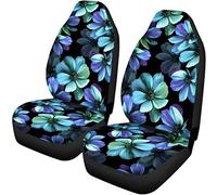 TOADDMOS Aqua Blue Floral Car Seat Covers Front Seats Only for Women,Saddle Blanket Vehicle Seat Protector Car Mat Covers,Universal Fit Cars,Sedan,SUV