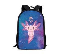 TOADDMOS Axolotl Galaxy Print Boys Girls School Bag Kids Backpack Primary Secondary School Bags Chidren Backpacks Rucksack