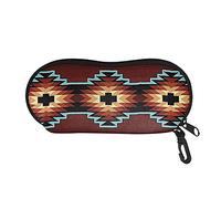 TOADDMOS Aztec Tribal Striped Red Soft Pouch Reading Eyeglass Storage Case Eyeglasses Bag Portable Lightweight Eyewear Case