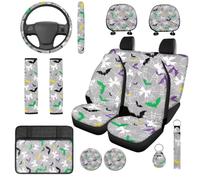 TOADDMOS Bats Car Seat Covers Full Set, 14 Pcs, White Bow