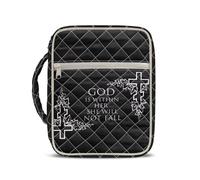 TOADDMOS Black Cross Bible Bags for Women Zipper Bible Cover Protective Quilted Bible Carrying Case Bag with Tote Handle Quilted Carrying Bible Study Supplies Accessories