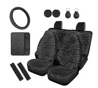 TOADDMOS Black Zebra Stripe 12 Pcs Car Seat Covers Auto Center Console Armrest Pad Steering Wheel Cover Car Seat Belt Pad Covers 2 Pack Cars Cup Holder Coasters Fit for Most Cars