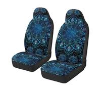 TOADDMOS Blue Boho Mandala Autositzbedeckungen Vorderset Fuzzy Fluffy Flannel Fahrzeug Kissen Sitzbedeckung Set Universal Passend für die meisten AutoInnenabdeckungen für Limousine Lkw SUV