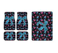TOADDMOS Blue Bow Car Floor Mats with Trunk Mat, Non-Slip, 5 Piece
