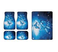 TOADDMOS Blue Butterfly Car Floor Mats with Trunk Mat, Non-Slip, 5 Piece