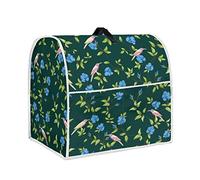 TOADDMOS Blue Floral Bird Print Green Kitchen Stand Mixer Dust Cover with Accessory Storage Pockets and Top Handle,Washable and Durable