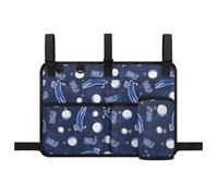 TOADDMOS Blue Golf Pattern Golf Cart Seat Storage Bag Elastic Golfs Cart Folding Storage Bag Easy Using Durable Bags for Rear Seat Organizer for EZGO Yamaha Club Car, Wheelchair and Walker