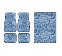TOADDMOS Blue Mandala Car Floor Mats with Trunk Mat, Non-Slip, 5 Piece