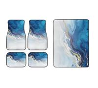 TOADDMOS Blue Marble Print Car Floor Mats with Trunk Mat, Non-Slip, 5 Piece