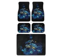 TOADDMOS Blue Sea Turtle Car Floor Mats with Trunk Mat, Non-Slip, 5 Piece