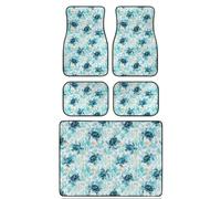 TOADDMOS Blue Sea Turtle Car Floor Mats with Trunk Mat, Non-Slip, 5 Piece