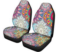 TOADDMOS Bohemian Colorful Mandala Floral Indian Art Patchwork Saddle Blanket Vehicle Front Seat Protector Car Mat Covers,Universal Fit Cars,Sedan,SUV-Pack of 2