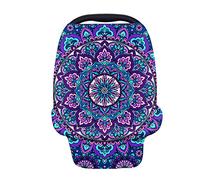 TOADDMOS Bohemian Mandala Floral Purple Stretchy Baby Car Seat Cover,Nursing Cover Breastfeeding Cover,Soft Breathable Infant Carseat Canopy,Shopping Cart/High Chair/Stroller Covers