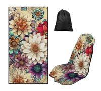 TOADDMOS Boho Floral Car Seat Towel Sweatproof Yoga Towels Blanket for Post Gym Workout Running Swimming Beach and Hiking Non Slip Backing Sweatproof Cushion Protector
